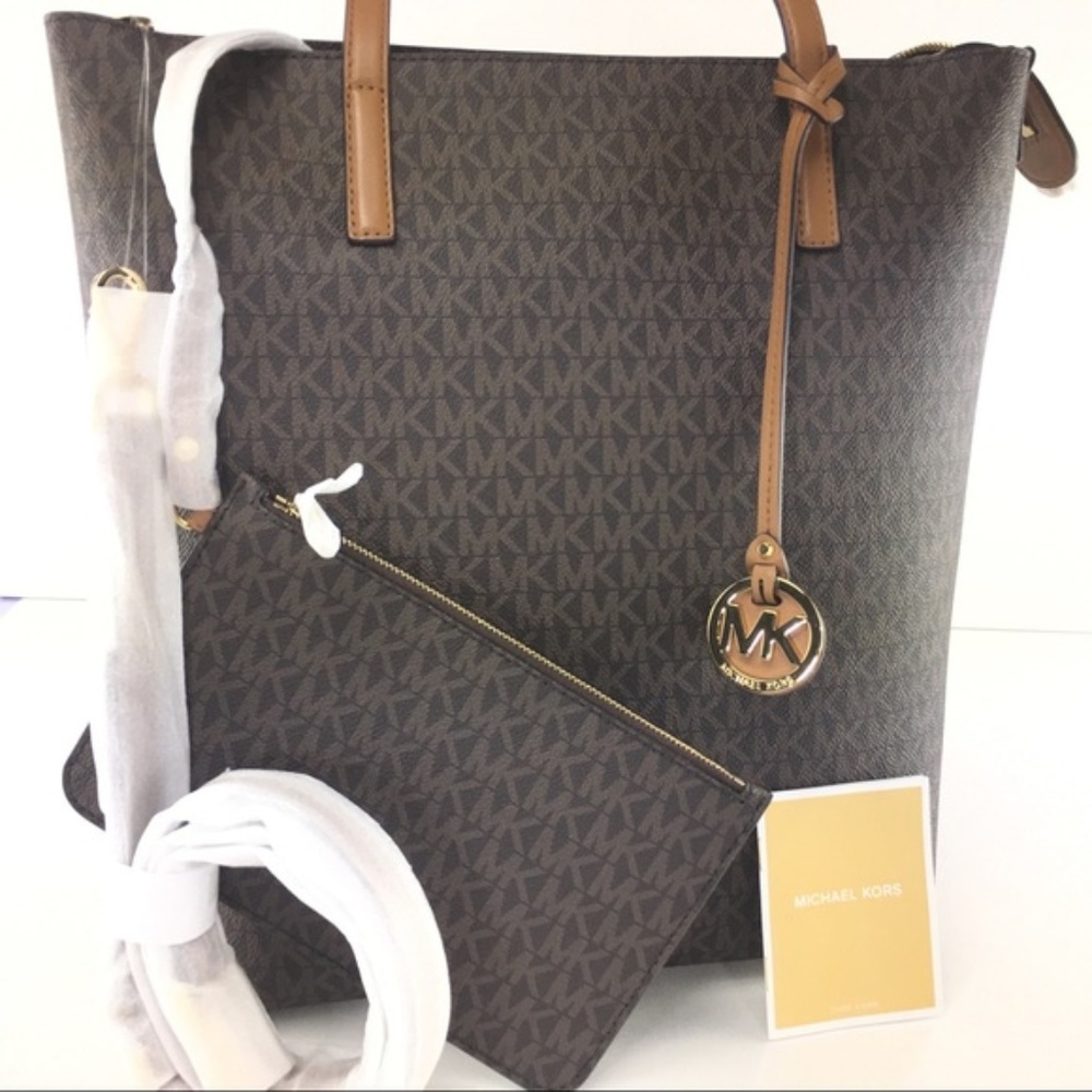 Michael Kors Hayley LG NS Tote - Mocha/Bisque